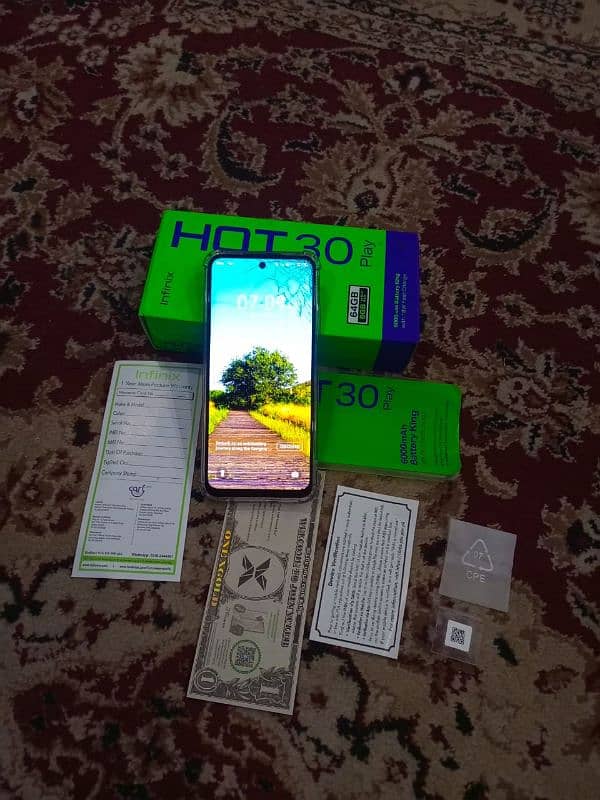 infinix hot 30 play 4 64 with box no open no repair 1.5 month warranty 10