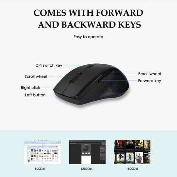 Wireless Mouse 2.4G USB Computer and Laptop Mouse 4