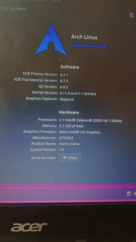 Google Acer Laptop for sale urgent 5