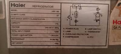 Haier Refrigerator Model noHWM -HRF195