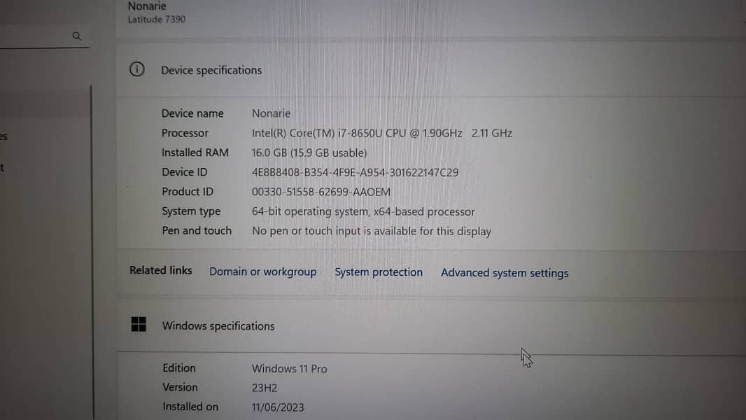 Dell Latitude 7390 i7 8th gen 6