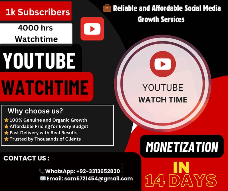 Get 4,000 Watch Hours & 1k Organic Subscribers –Monetize Your Channel 0