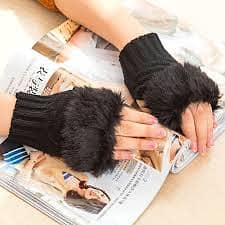 MIZUNO Fashion Women Faux Rebbit Fur Gloves Hand Wrist Warmer Winter 2