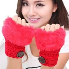 MIZUNO Fashion Women Faux Rebbit Fur Gloves Hand Wrist Warmer Winter 5