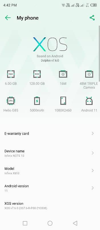 Infinix note 10(6/128) + box/charger 5