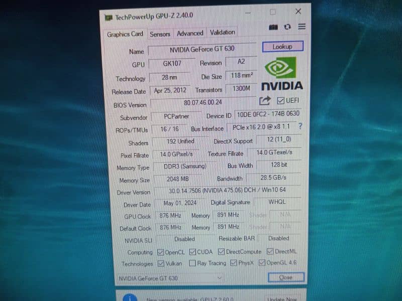 Nvidia gt 630, 2GB, DDR3, graphics card, Good Condition, gtx, rtx 5