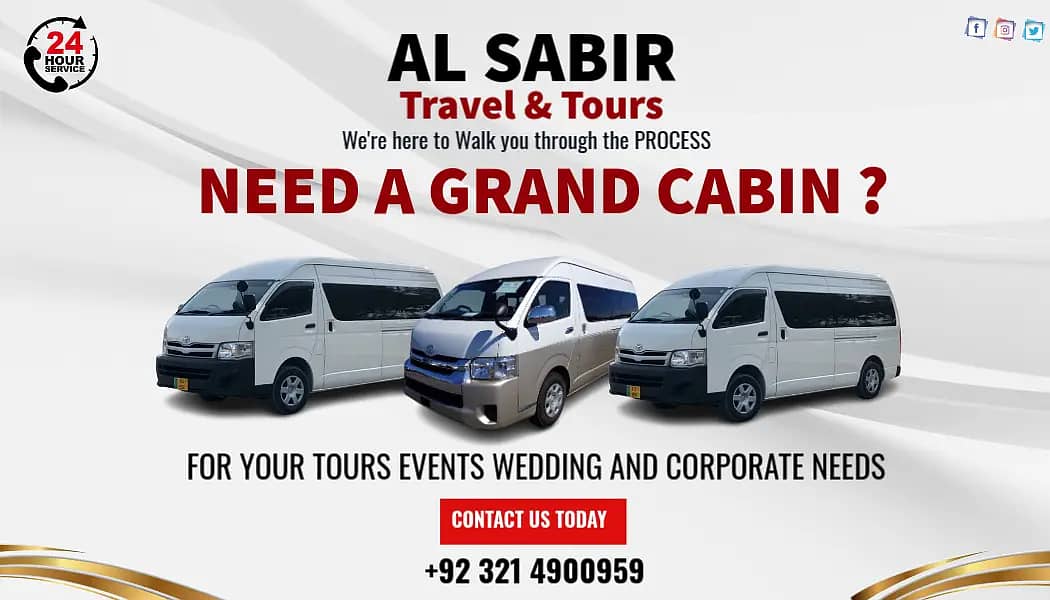 Rent A Toyota Hiace Grand Cabin van in Lahore | Airport Transfer Near 0