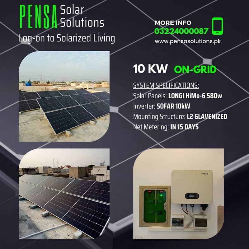 10kw Ongrid Solar green meter (CanadianSolar, Longi, Growatt, Inverex 1