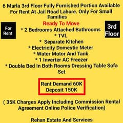 6Marla 3rd Floor Fully Furnished Portion For Rent At Jail Road Lahore