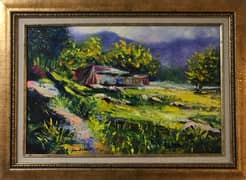 Village Landscape/Wall Hanging/Painting/Oil Painting/Caligraphy