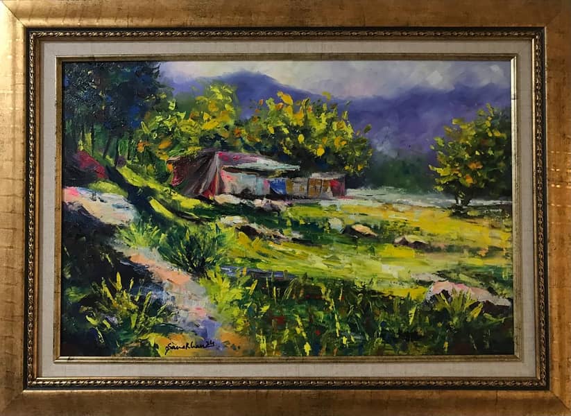 Village Landscape/Wall Hanging/Painting/Oil Painting/Caligraphy 0