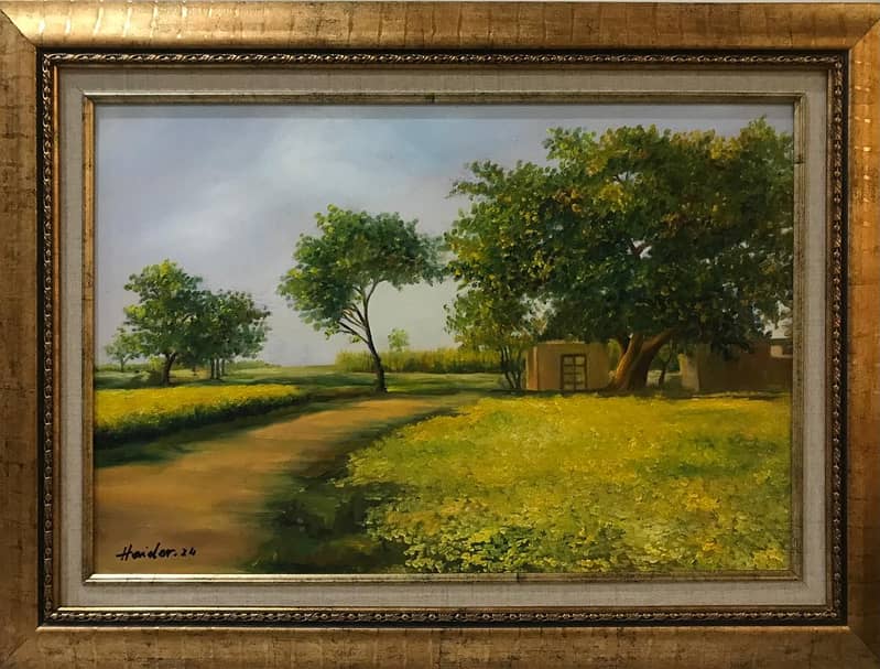 Village Landscape/Wall Hanging/Painting/Oil Painting/Caligraphy 1