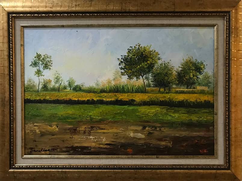 Village Landscape/Wall Hanging/Painting/Oil Painting/Caligraphy 2