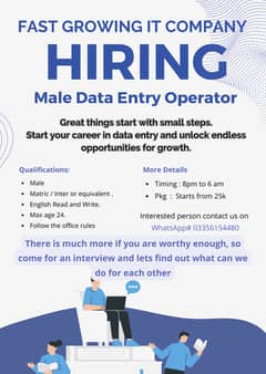 Urgently required. . !!  Male Data Entry Operator in Islamabad