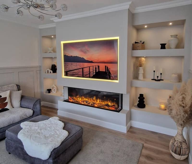 Media Wall/media wall with fire place/PVC Cabinets/home decor 3