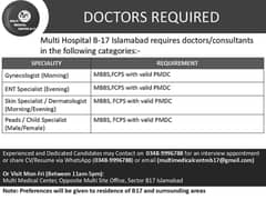 Consultants & Doctors Required