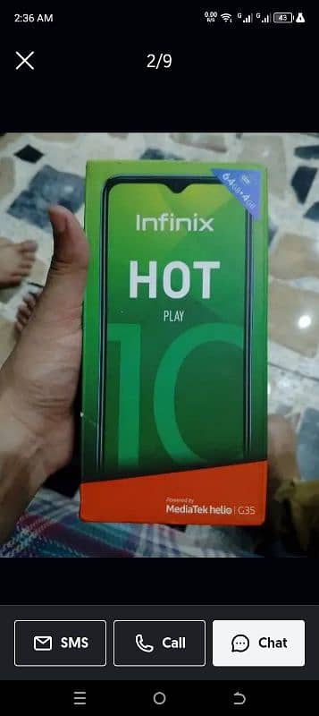 Infinix hot 10 play 4/64 with box only no charger 1