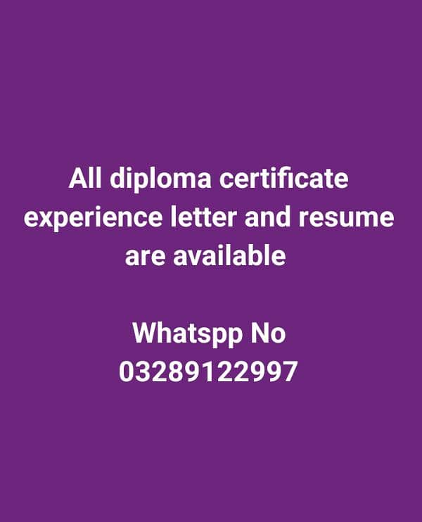 All diploma certificate experience letter and resume are available 0