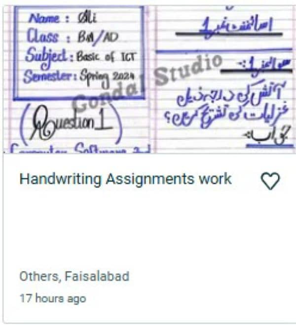 Handwriting Assignments work 1