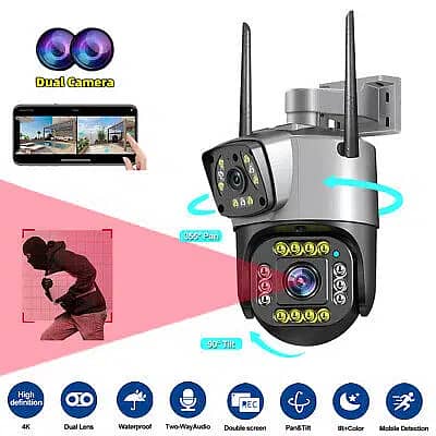 PTZ v380  Wifi Outdoor Wireless Dual Lens IP Camera 2Mp+2Mp 4Mp Night 2