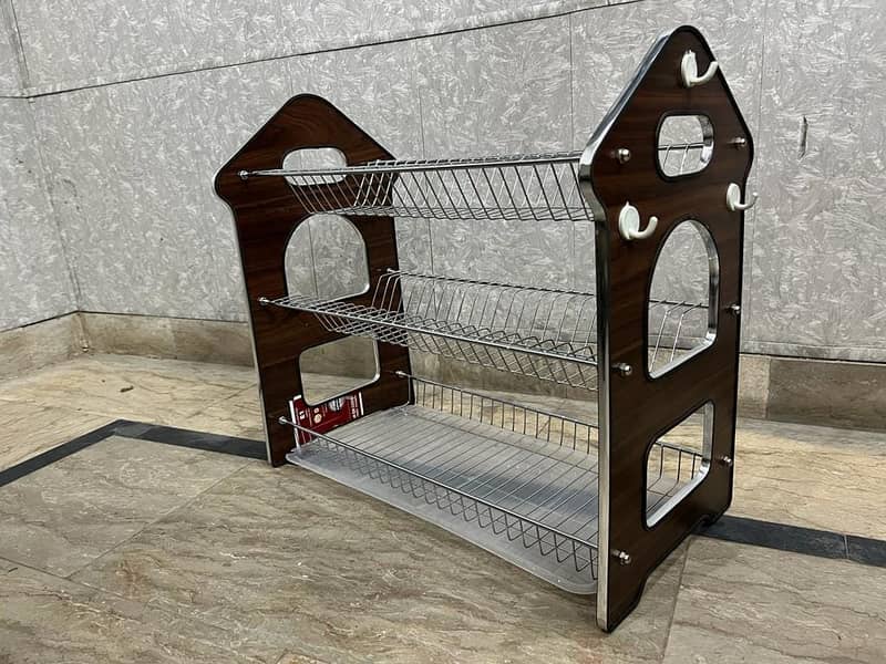 3 layer dishrack with wooden side 2