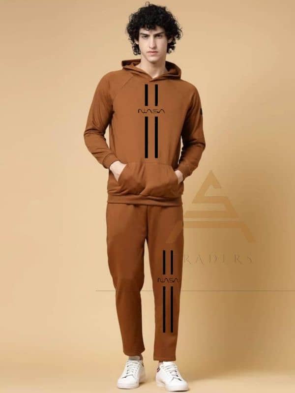 2 pcs Men's Fleece Printed Hooddie Track Suit 1