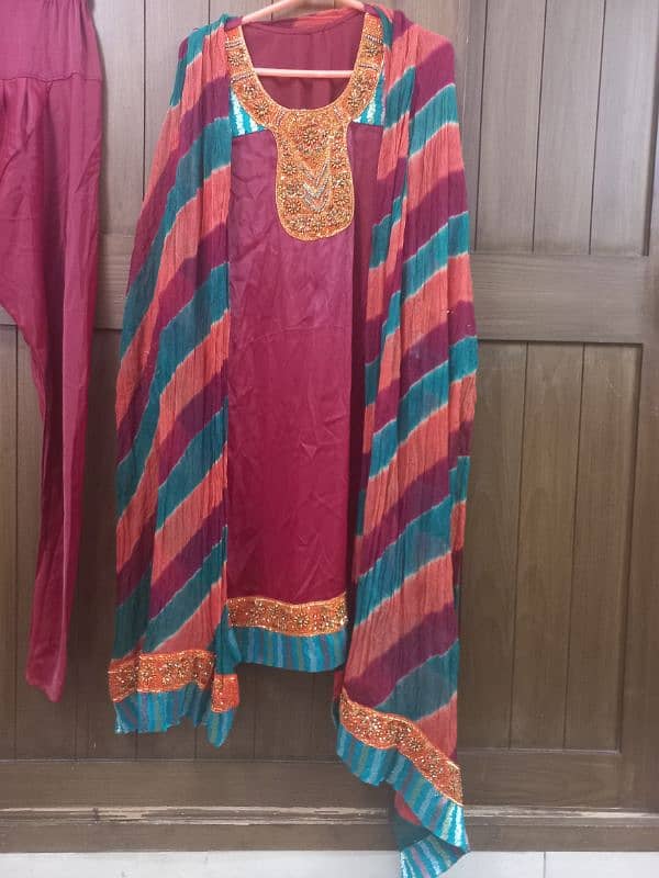 Preloved Embroidered Silk Suit 1