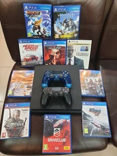 Ps4 slim 500GB 2 wireless controllers 10 Games, hdmi, New complete box