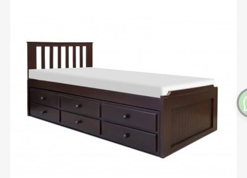 solid wooden single bed with draws 2