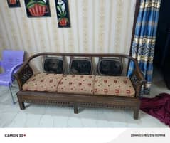 5 Peice Wood Cusion Sofa Set with form And Showcase