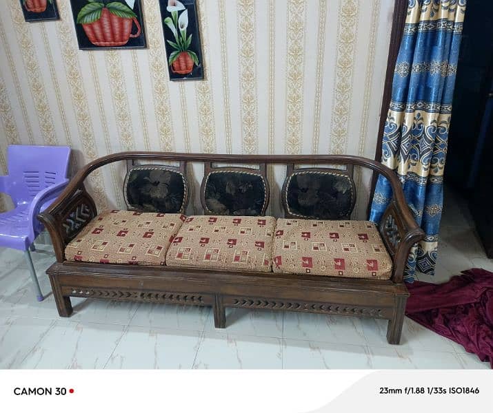 5 Peice Wood Cusion Sofa Set with form And Showcase 0