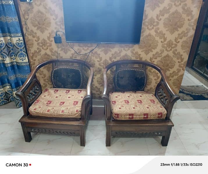 5 Peice Wood Cusion Sofa Set with form And Showcase 1