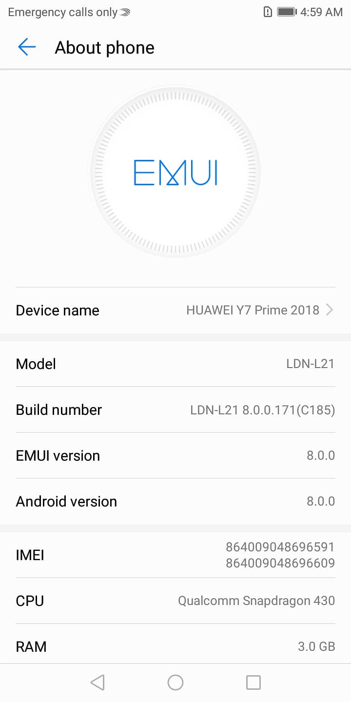 Y7 prime 2018, 3GB RAM, 32 GB Internal Storage 4