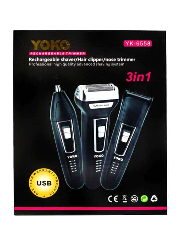 Yoko Hair & Beard Trimmer YK-6558 ( 3 in 1 ) 0