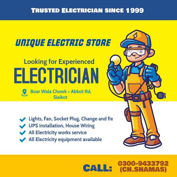 Experienced Electrician of Sialkot 0