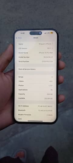 iphone 15pro max factory unlock display changed but original installed