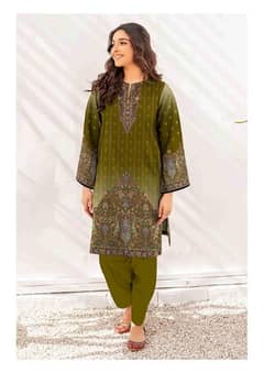 2 pcs women's unstitched linen printed suit