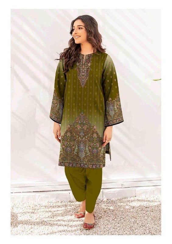 2 pcs women's unstitched linen printed suit 0