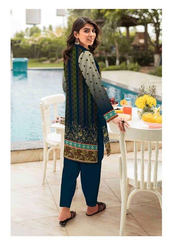 2 pcs women's unstitched linen printed suit 2