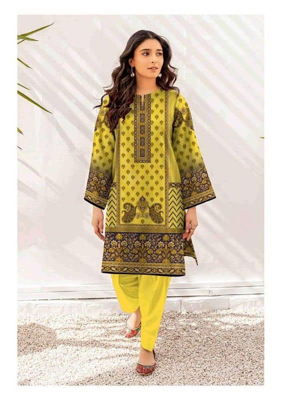 2 pcs women's unstitched linen printed suit 5