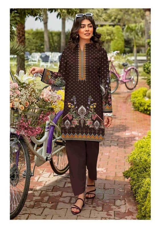 2 pcs women's unstitched linen printed suit 6