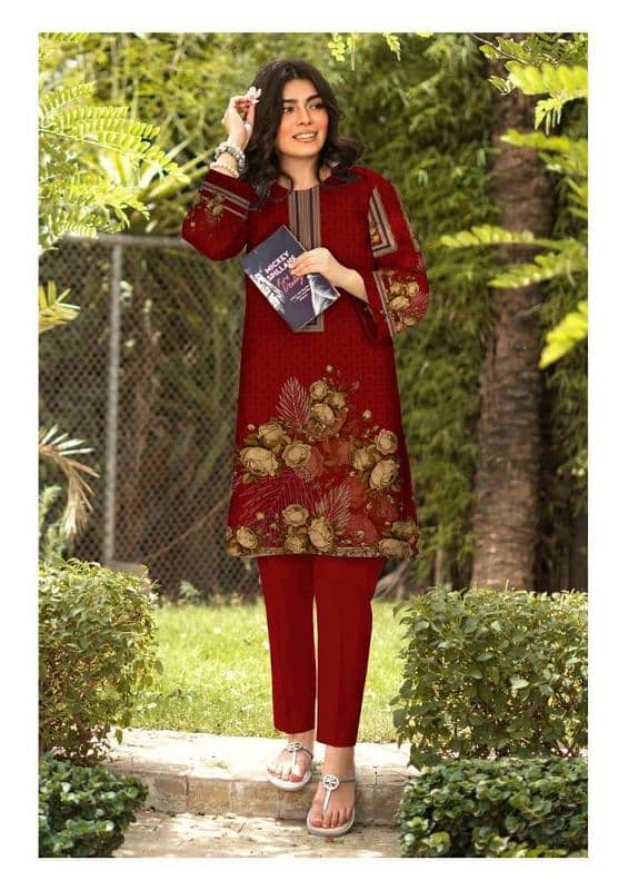 2 pcs women's unstitched linen printed suit 7