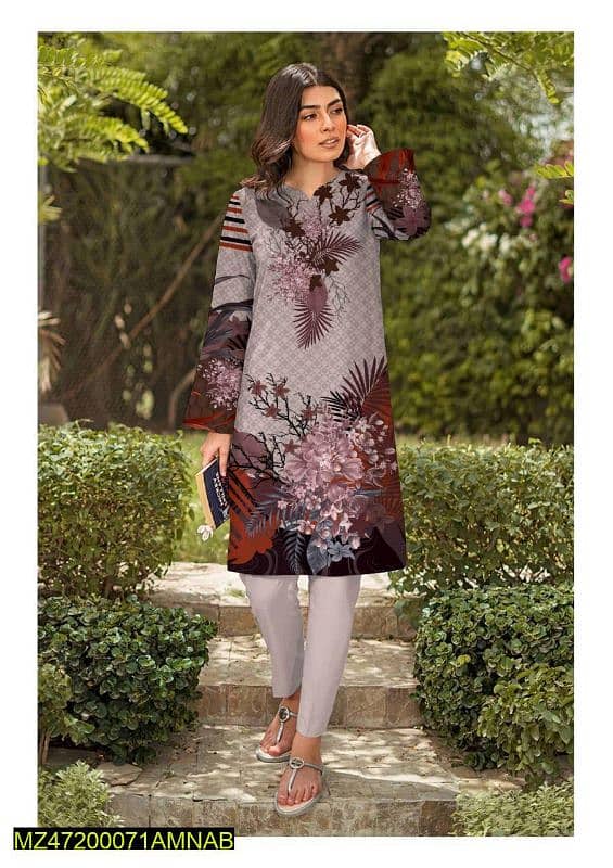 2 pcs women's unstitched linen printed suit 8