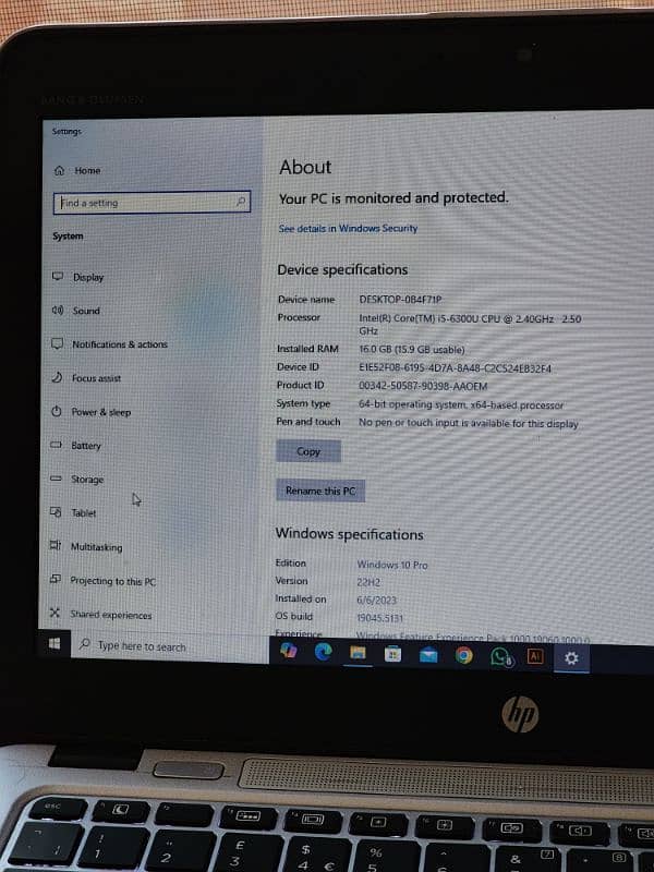 HP Elite book, Core I5 6th generation, 16gb RAM, 256SSD, 0