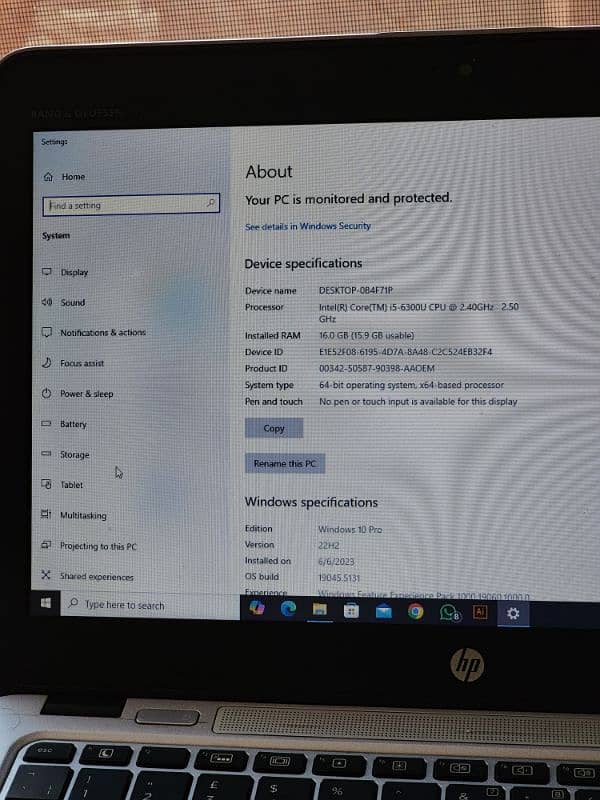 HP Elite book, Core I5 6th generation, 16gb RAM, 256SSD, 2