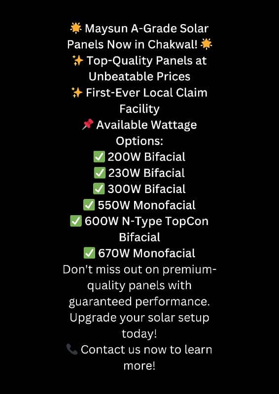 MAYSUN SOLAR A GRADE PANELS 1