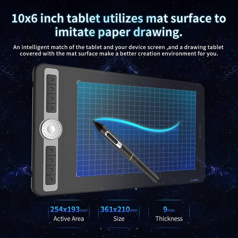 Bosto T1060 Drawing Tablet –upgraded Version 2024 (16K Pen Pressure) 1