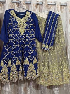 blue stitched fancy sharara for girls