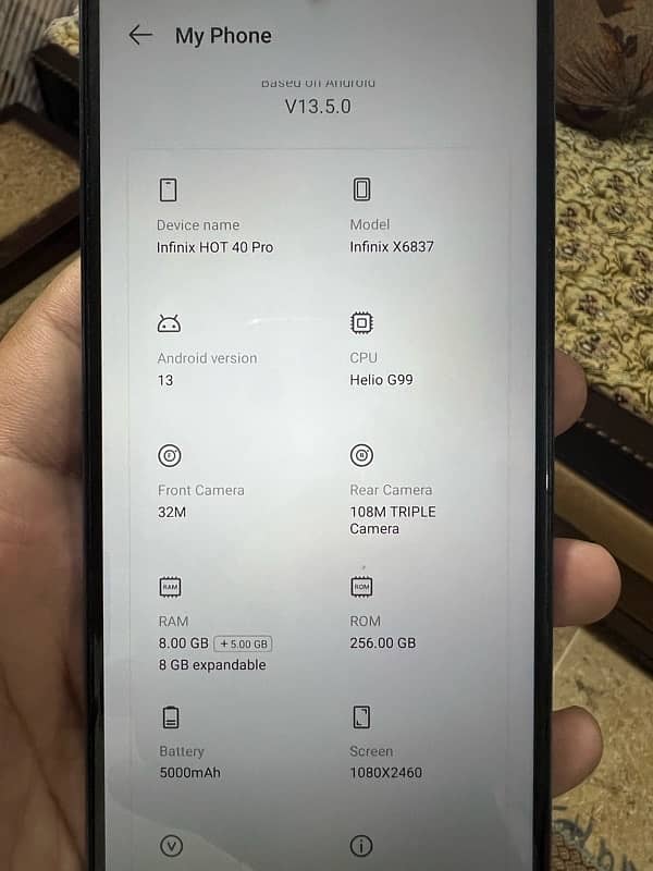 infinix hot 40pro 8/256 0