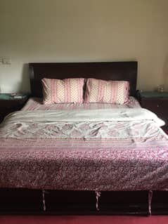 Bed with mattress + 2 Bed sides for sale